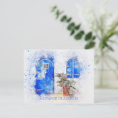 Blauwe deur Wijziging adresbriefkaart Aankondigingskaart (Staand voorkant)