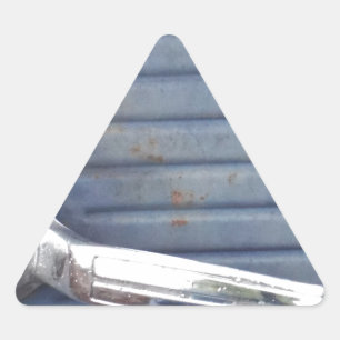  blauwe deur, zilverhandje sticker