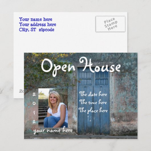 Blauwe deuren Open House Briefkaart (Voorkant / Achterkant)