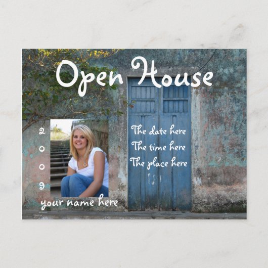 Blauwe deuren Open House Briefkaart (Voorkant)