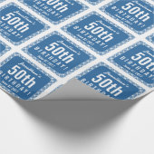 BLAUWE DIAGONALE PLAID 50e verjaardag Z07L Cadeaupapier (Hoek)