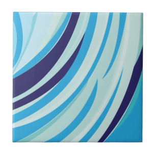 Blauwe diagonale streep tegeltje