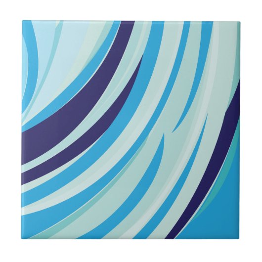 Blauwe diagonale streep tegeltje (Voorkant)