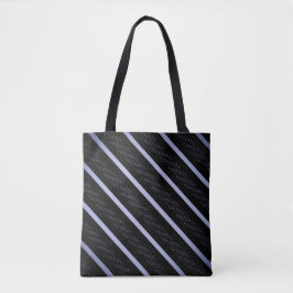 Blauwe diagonale streepprint met twee patronen tote bag
