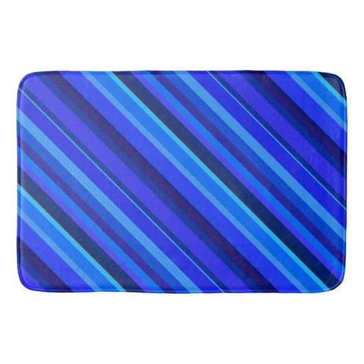 Blauwe diagonale strepen badmat (Voorkant)