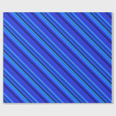 Blauwe diagonale strepen cadeaupapier (Vlak)