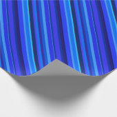 Blauwe diagonale strepen cadeaupapier (Hoek)