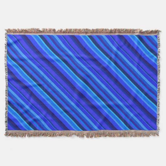 Blauwe diagonale strepen deken (Voorkant)