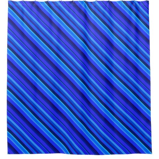 Blauwe diagonale strepen douchegordijn (Voorkant)