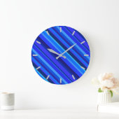 Blauwe diagonale strepen grote klok (Huis)
