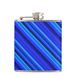 Blauwe diagonale strepen heupfles