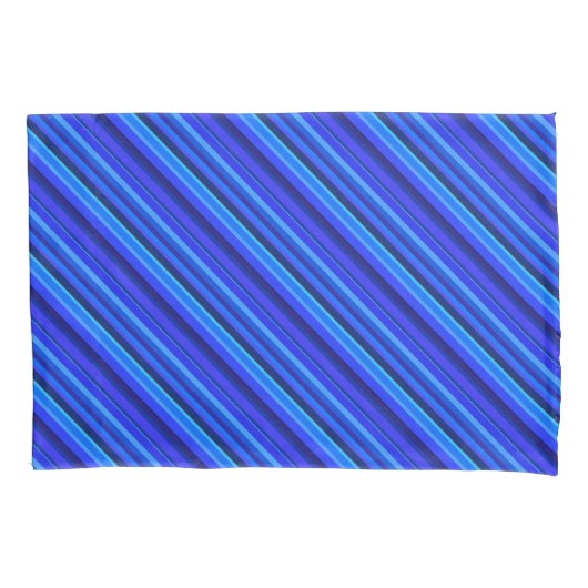 Blauwe diagonale strepen kussensloop (Voorkant)