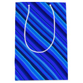 Blauwe diagonale strepen medium cadeauzakje (Voorkant)