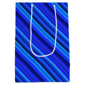 Blauwe diagonale strepen medium cadeauzakje (Achterkant)