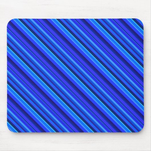Blauwe diagonale strepen muismat (Voorkant)