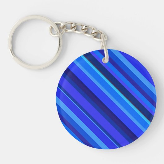Blauwe diagonale strepen sleutelhanger (Voorkant)
