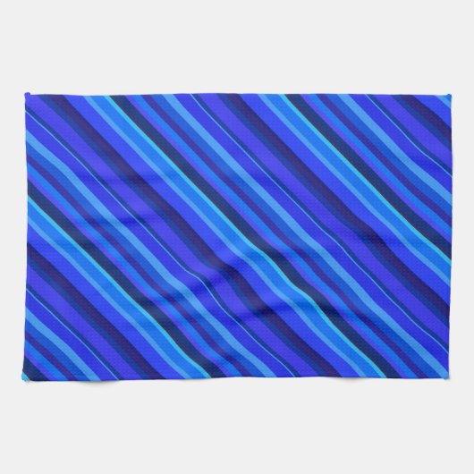 Blauwe diagonale strepen theedoek (Horizontaal)