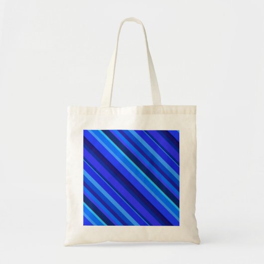 Blauwe diagonale strepen tote bag (Voorkant)
