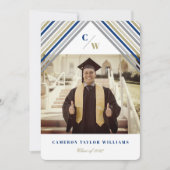 Blauwe diagonale strepes Moderne GraduPartij Kaart (Voorkant)