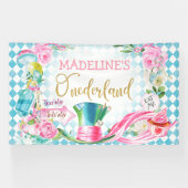 Blauwe Diamant 6x10 Alice Onederland Verjaardagsba Spandoek (Horizontaal)