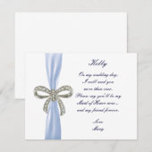 Blauwe Diamant Boog Trouw Bruidsmeisje Van Eer Car Kaart (Voorkant / Achterkant)