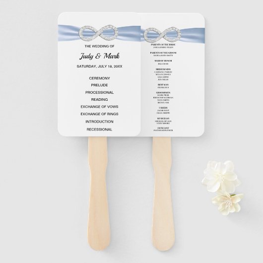 Blauwe Diamant Infinity Trouwprogramma Fans Handwaaier (Voorkant en achterkant)