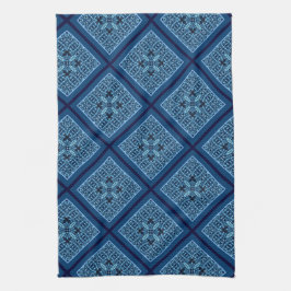 Blauwe diamant met mozaïekpatroon keukendoek theedoek
