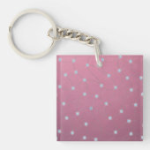 Blauwe diamant op roze leder sleutelhanger (voorkant)