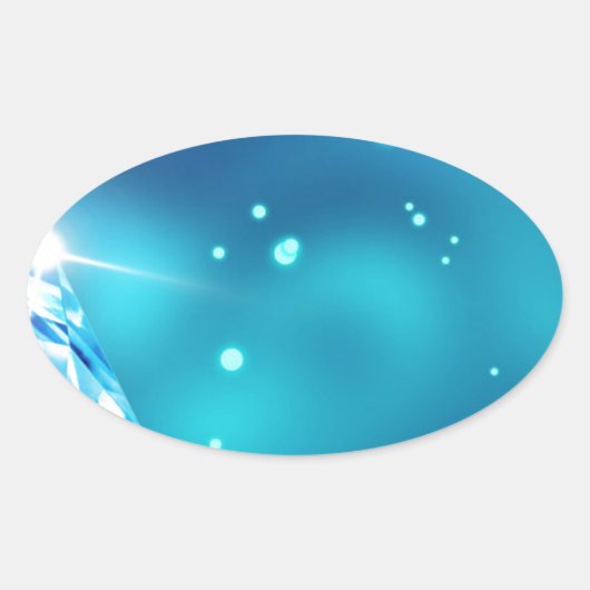 blauwe diamant ovale sticker (Voorkant)