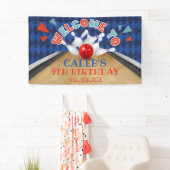 Blauwe Diamant Streep Laat Slaan Bowling Verjaarda Spandoek (Insitu)
