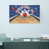 Blauwe Diamant Streep Laat Slaan Bowling Verjaarda Spandoek (Beurs)