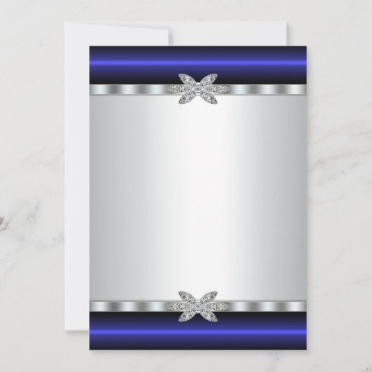 Blauwe Diamant Witte Meisjes Eerste Communie Kaart (Achterkant)