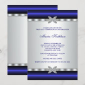 Blauwe Diamant Witte Meisjes Eerste Communie Kaart (Voorkant / Achterkant)