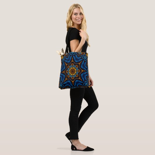 blauwe diamantcanvas tas (Op model)