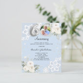 Blauwe diamanten bloemen 60ste huwelijksuitnodigin (Staand voorkant)
