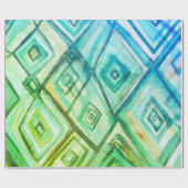 Blauwe diamanten boho geometrische waterverf cadea cadeaupapier (Vlak)