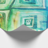 Blauwe diamanten boho geometrische waterverf cadea cadeaupapier (Hoek)