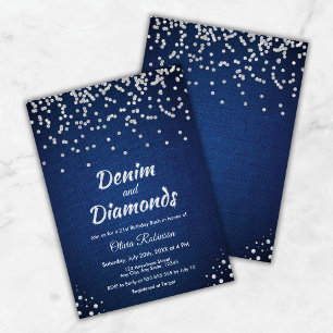 Blauwe diamanten en denim 21ste verjaardag kaart