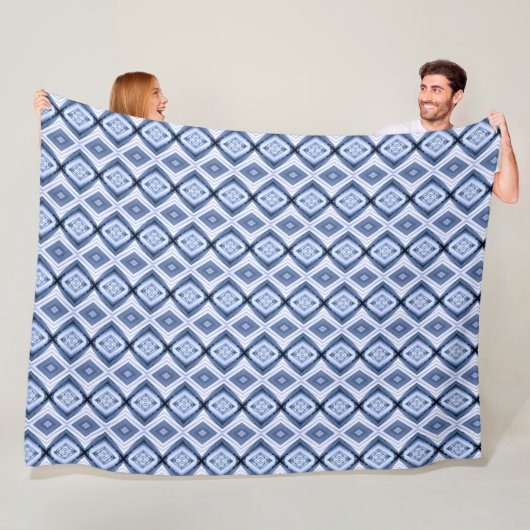 Blauwe Diamanten Harmony Patroon Warm Knus Fleece Deken (In situ)