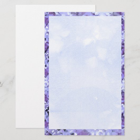 Blauwe Diamanten Rand 2 Donkerblauwe Basis Briefpapier (Voorkant / Achterkant)