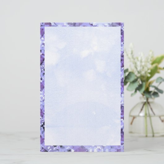 Blauwe Diamanten Rand 2 Donkerblauwe Basis Briefpapier (Staand voorkant)