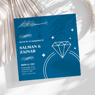 Blauwe Diamanten Ring Islamitische Moslim Huwelijk Kaart