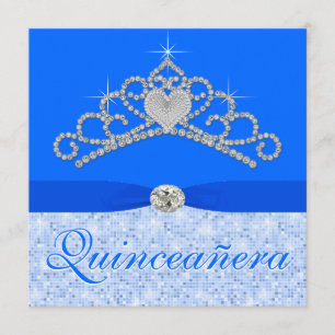 Blauwe Diamanten Tiara Blauwe Quincenera Kaart
