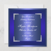 Blauwe Diamanten Verjaardagsuitnodiging Kaart (Achterkant)