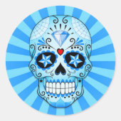 Blauwe diamantkop ronde sticker (Voorkant)