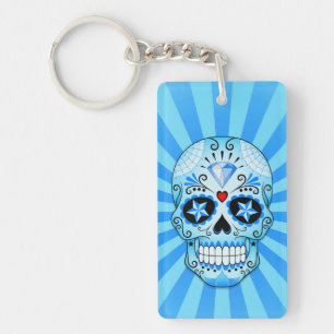 Blauwe diamantkop sleutelhanger