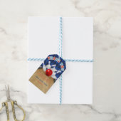 Blauwe diamantreep, stripe strike marmering cadeaulabel (Met Touw)