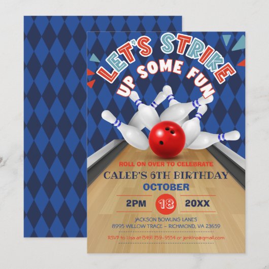 Blauwe diamantreep, stripe strike marmering kaart (Voorkant / Achterkant)