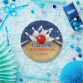 Blauwe diamantreep, stripe strike marmering papieren bordje (Feest)