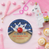 Blauwe diamantreep, stripe strike marmering papieren bordje (Feest)